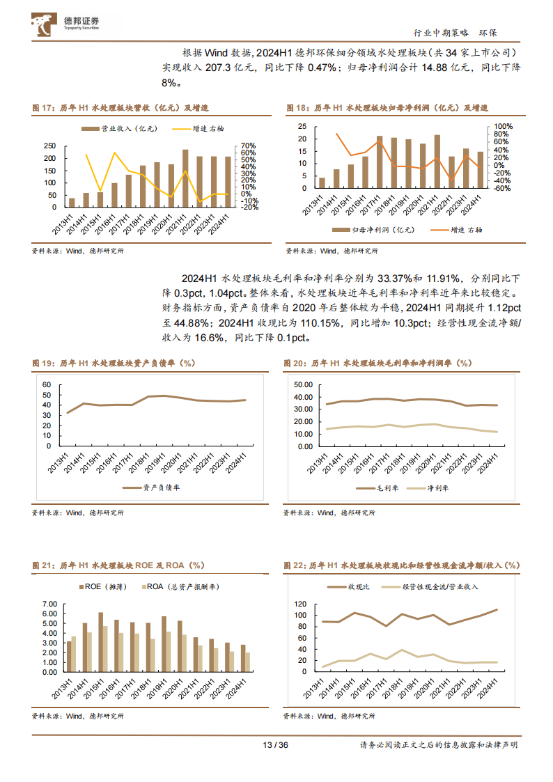 德邦证券：现金流改善，重视绝对收益，建议关注水务&amp;垃圾焚烧